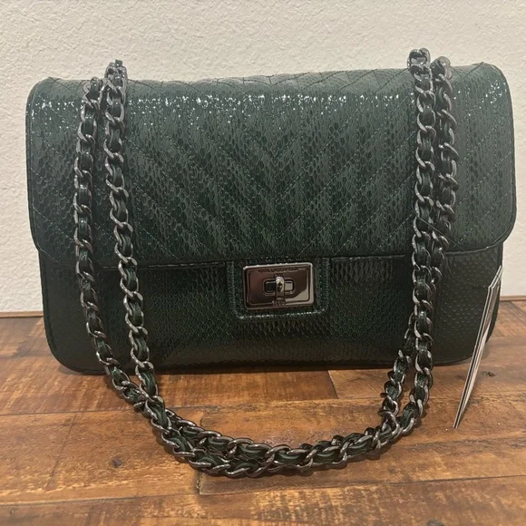 Karl Lagerfeld Dark Green Quilted Shoulder Bag - Picture 2 of 12
